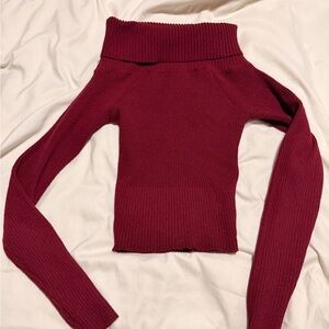 Princess Polly Burgundy Ribbed Turtleneck Sweater